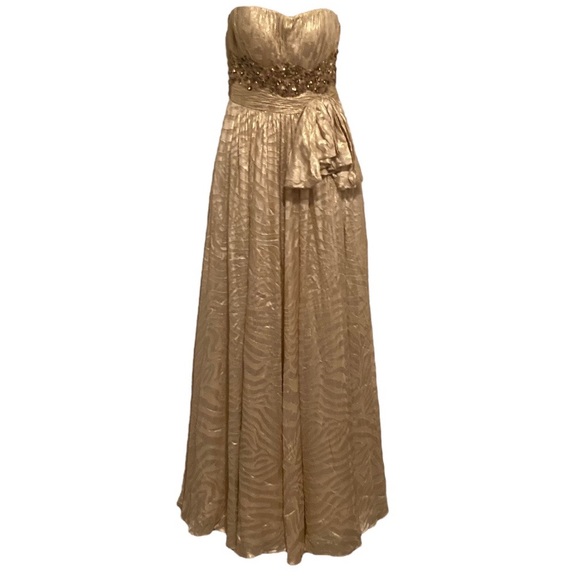 Sherri Hill Dresses & Skirts - Sherri Hill Strapless Gold Sequin Waist Gown Size 4